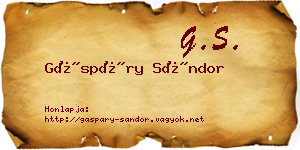 Gáspáry Sándor névjegykártya